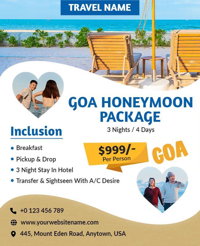 Goa Honeymoon Travel Package Flyer Template