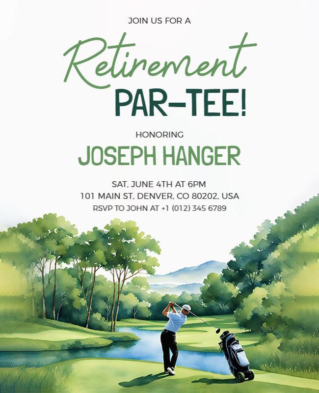 Golf-Themed Retirement Party Invitation Flyer Template