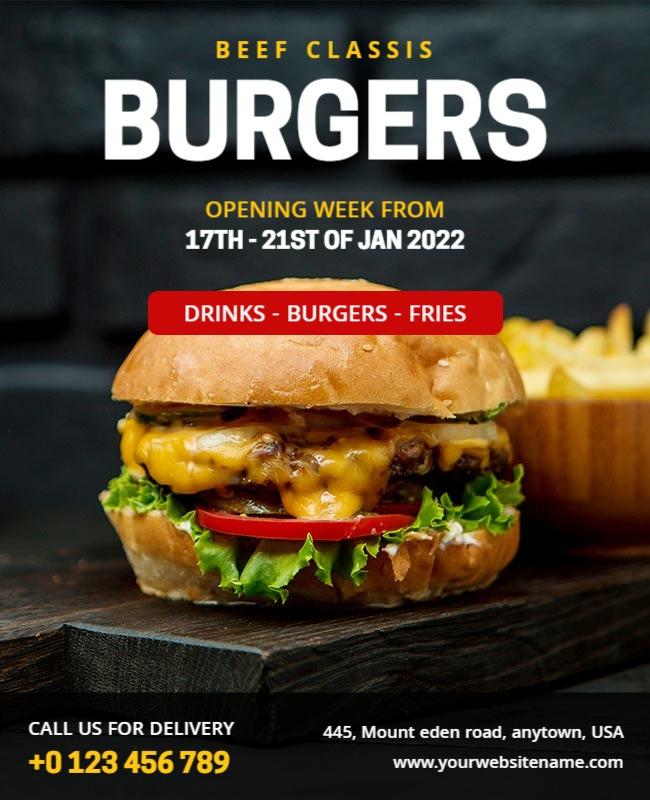 Gourmet Beef Burger Restaurant Flyer Template