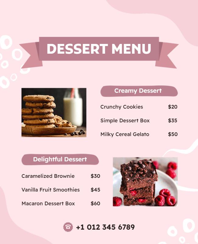 Gourmet Dessert Menu Promotion Flyer Template