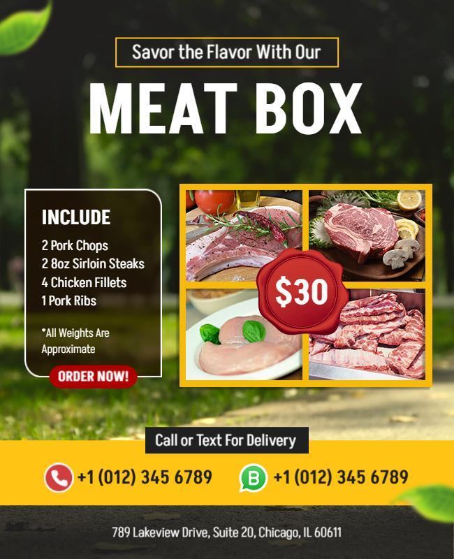 Gourmet Meat Box Delivery Flyer Template