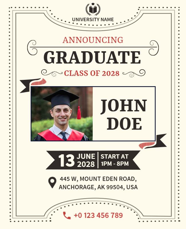 Graduation Ceremony Announcement Flyer Template