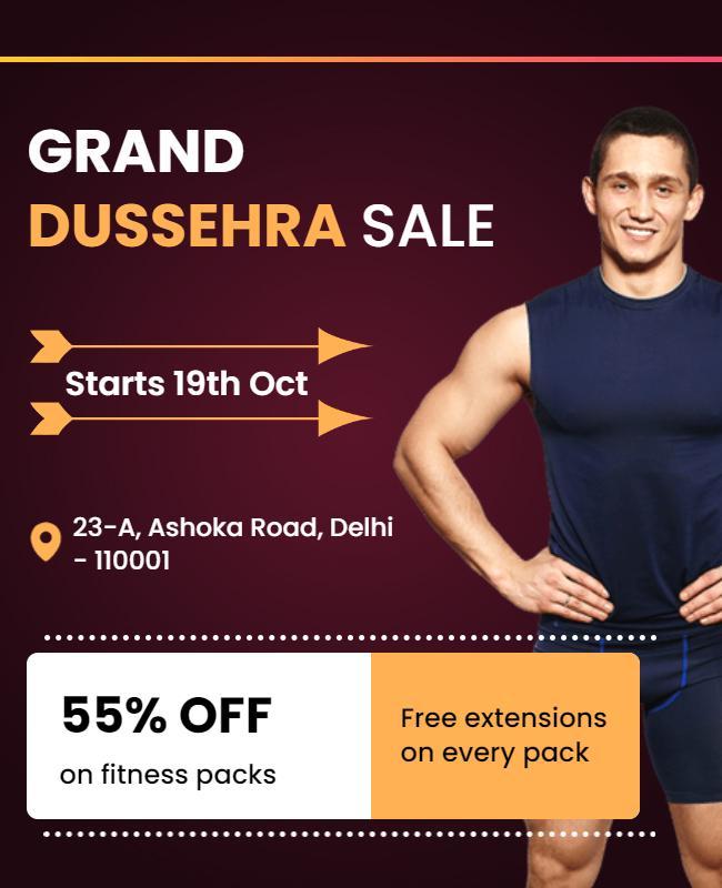 Grand Dussehra Fitness Sale Flyer Template