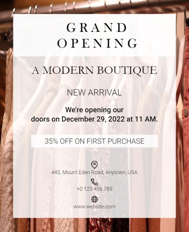 Grand Opening Fashion Boutique Flyer Template