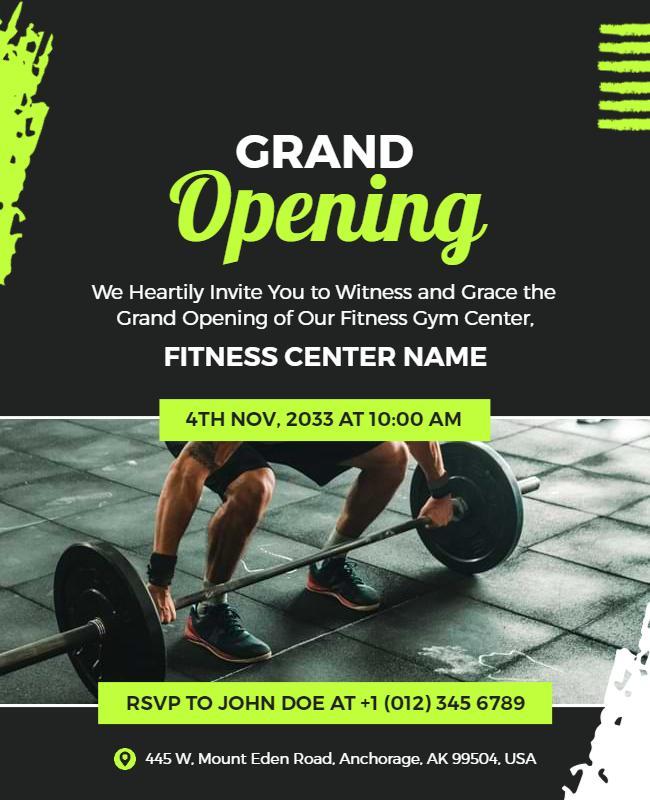 Grand Opening Fitness Gym Flyer Template