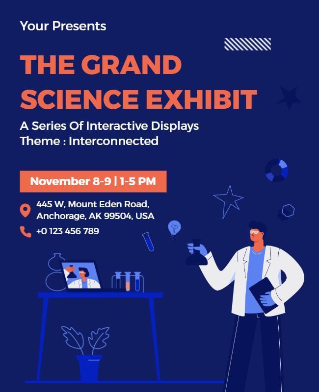 Grand Science Exhibit Interactive Displays Flyer Template