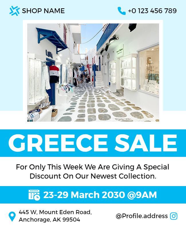 Greece Themed Special Sale Flyer Template