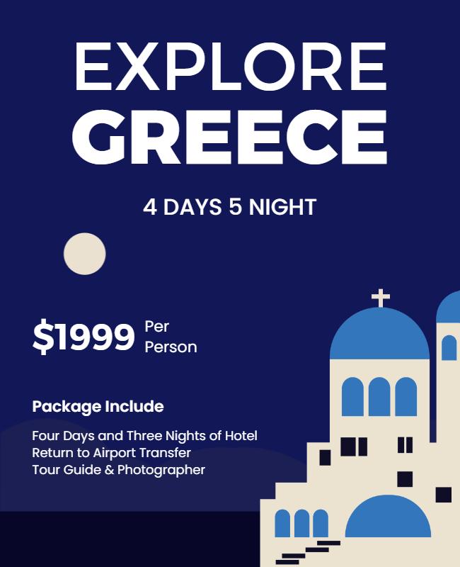 Greece Travel Package Promotion Flyer Template