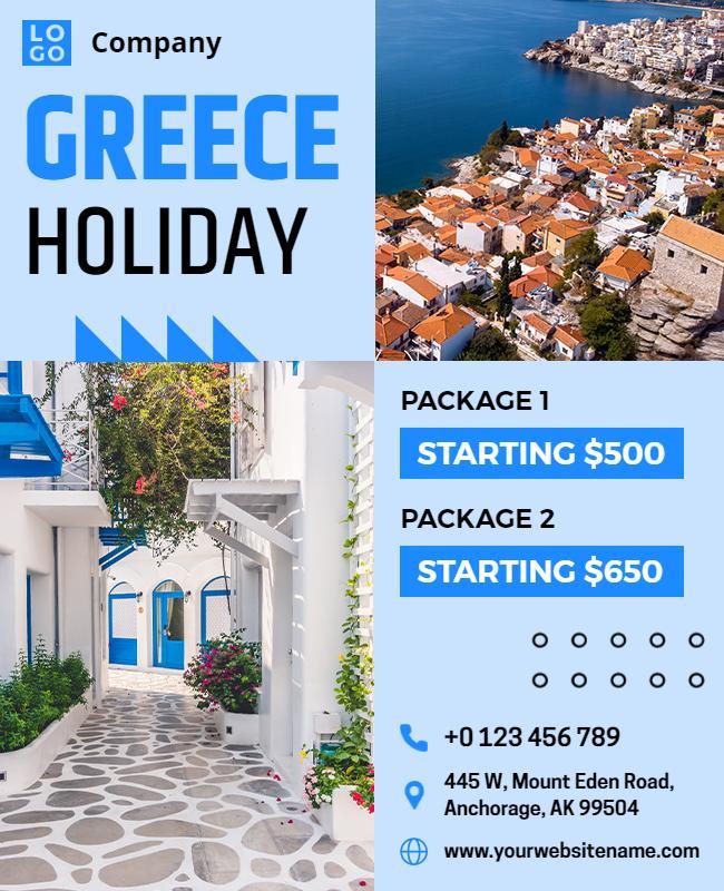 Greece Vacation Package Promotion Flyer Template