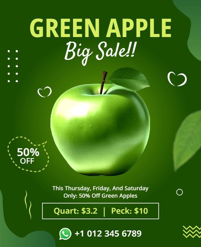 Green Apple Discount Sale Event Flyer Template