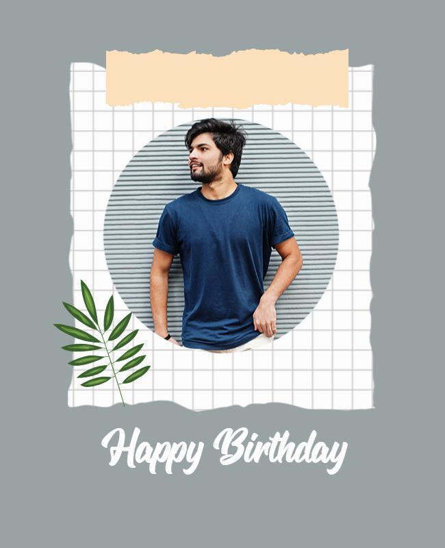 Grey Minimalist Happy Birthday Flyer Template