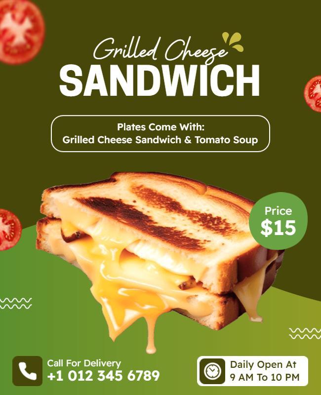 Grilled Cheese Sandwich Promotion Flyer Template