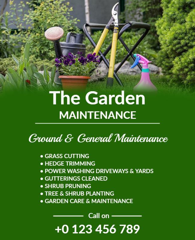 Ground and General Garden Maintenance Flyer Template