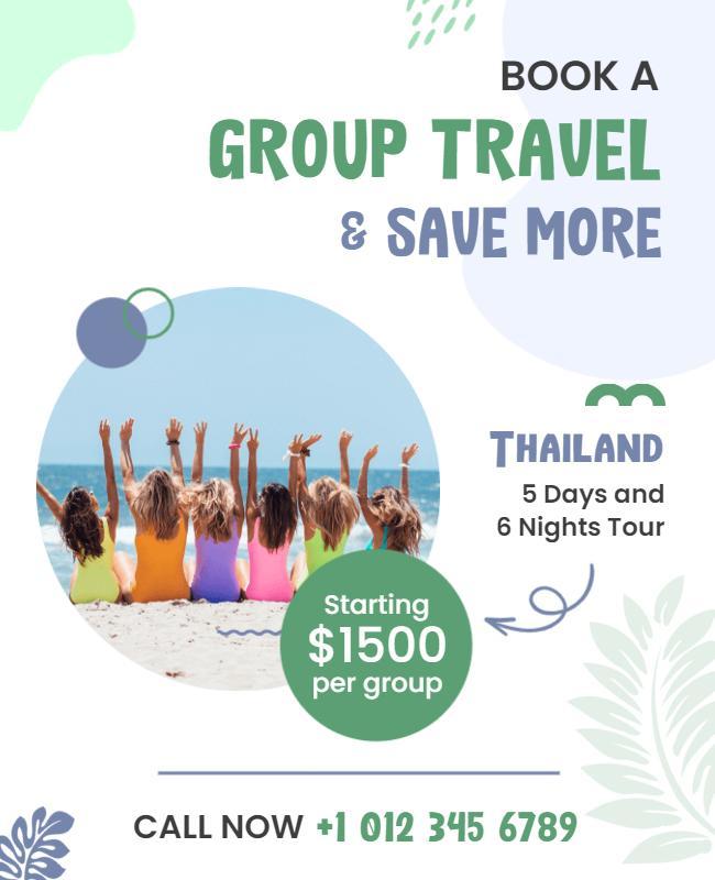 Group Travel Save More Thailand Tour Flyer Template