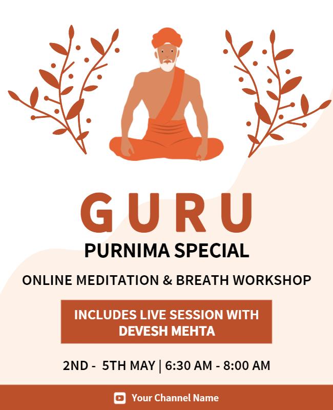 Guru Purnima Meditation Workshop Flyer Template