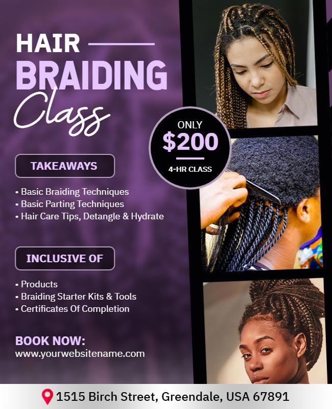 Hair Braiding Class Flyer Template