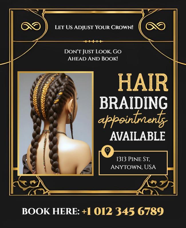 Hair Braiding Service Appointment Flyer Template