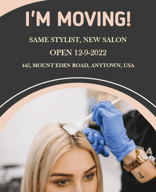 Hair Salon Relocation Announcement Flyer Template