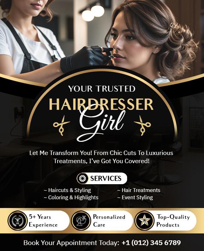 Hair Salon Service Promotion Flyer Template