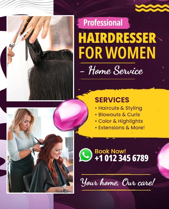 Hairdresser for Women Home Service Flyer Template