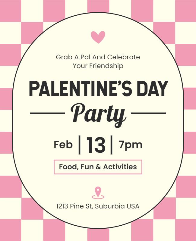 Half Dutch White Retro Groovy Palentines Day Flyer Template