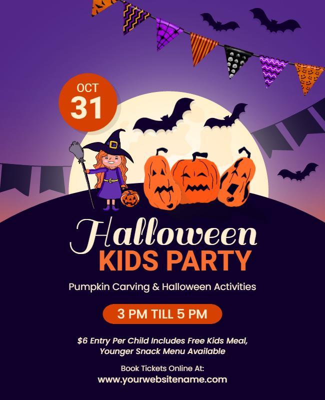 Halloween Kids Party Celebration Flyer Template