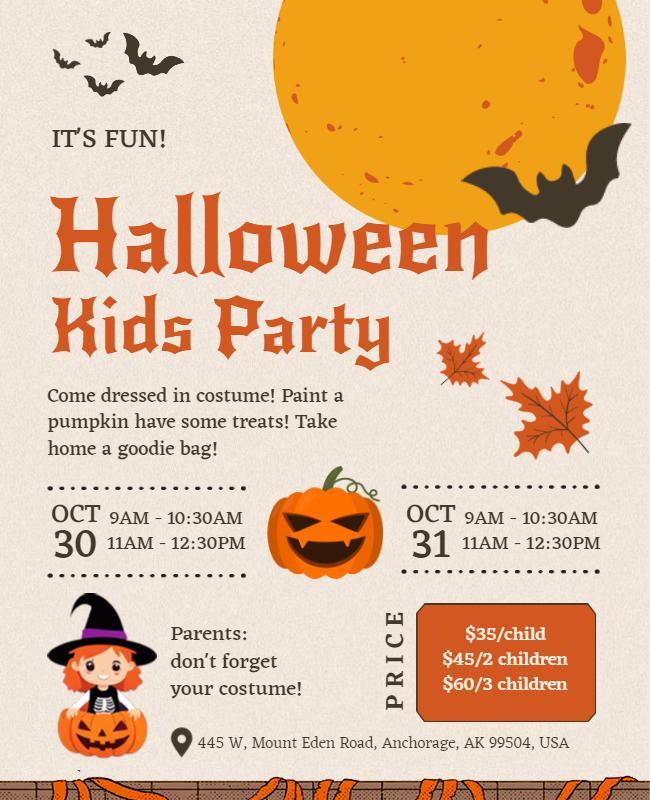 Halloween Kids Party Celebration Flyer Template