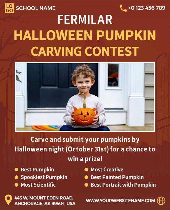 Halloween Pumpkin Carving Contest Event Flyer Template