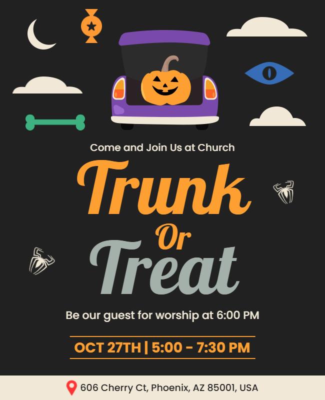 Halloween Trunk or Treat Church Event Flyer Template