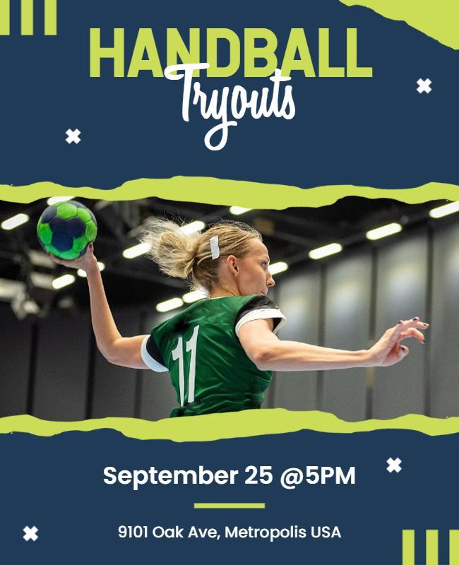 Handball Player Tryouts Event Flyer Template