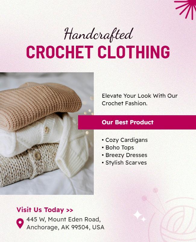 Handcrafted Crochet Clothing Promotional Flyer Template