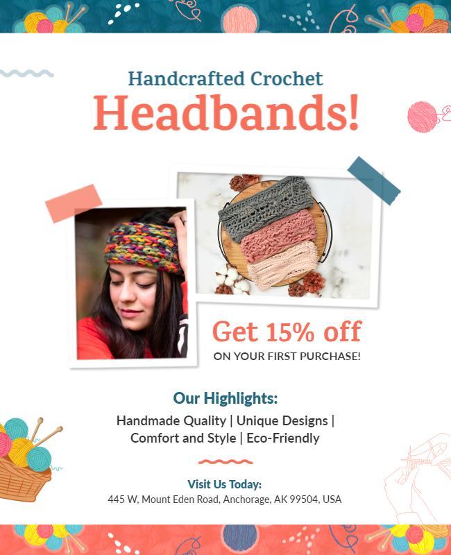 Handcrafted Crochet Headband Promotion Flyer Template