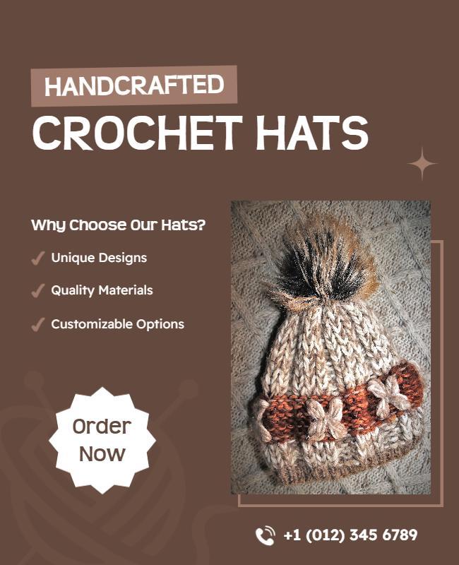 Handcrafted Crochet Winter Hats Promotion Flyer Template