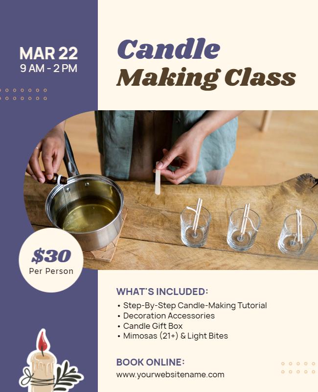 Hands on Candle Making Class Workshop Flyer Template