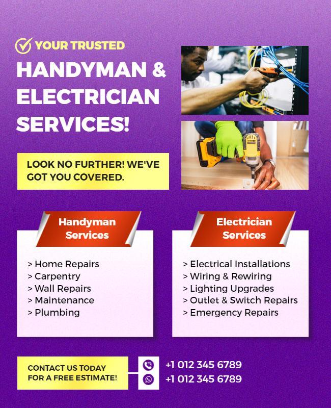 Handyman and Electrician Services Flyer Template