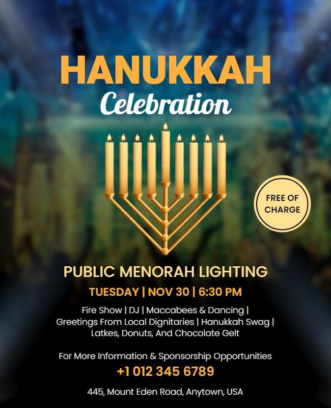 Hanukkah Celebration Menorah Lighting Flyer Template