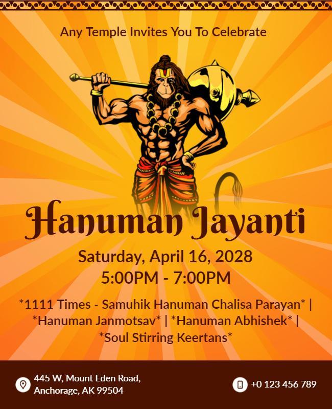 Hanuman Jayanti Celebration Event Flyer Template