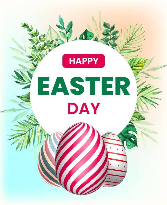 Happy Easter Celebration Flyer with Decorative Eggs Template