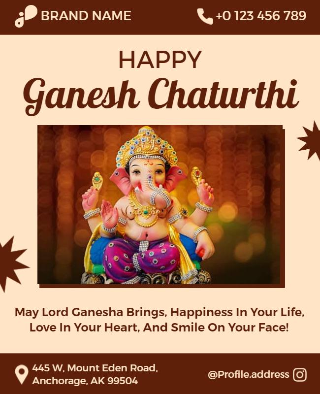 Happy Ganesh Chaturthi Celebration Flyer Template