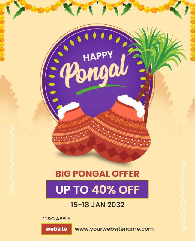 Happy Pongal Festival Discount Offer Flyer Template