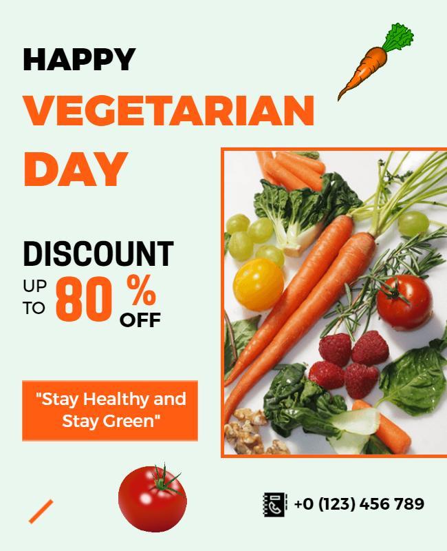 Happy Vegetarian Day Discount Celebration Flyer Template