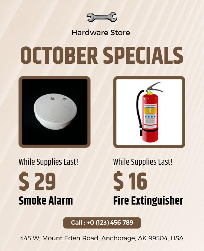 Hardware Store October Specials Flyer Template