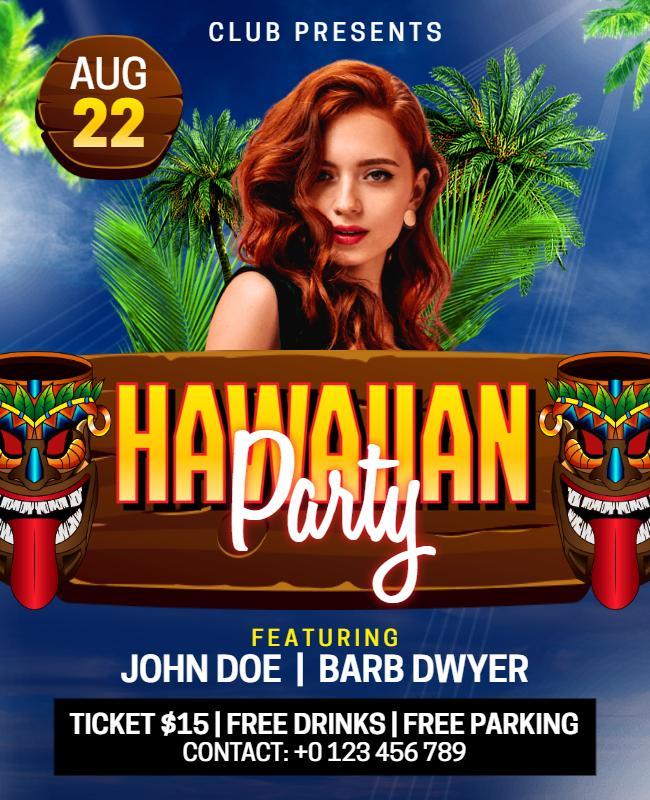 Hawaiian Theme Night Party Flyer Template