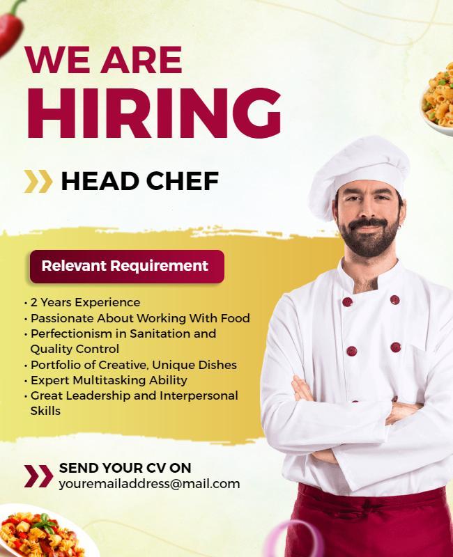 Head Chef Job Recruitment Flyer Template