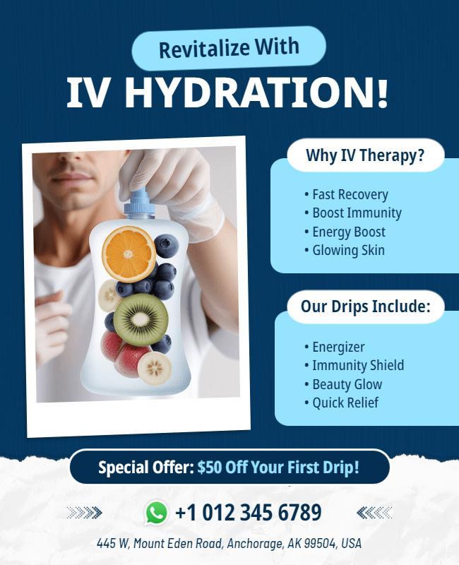 Health and Wellness Iv Hydration Flyer Template