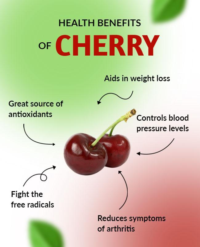 Health Benefits Of Cherry Informational Flyer Template