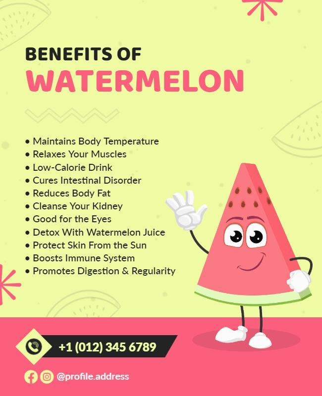 Health Benefits Of Watermelon Flyer Template