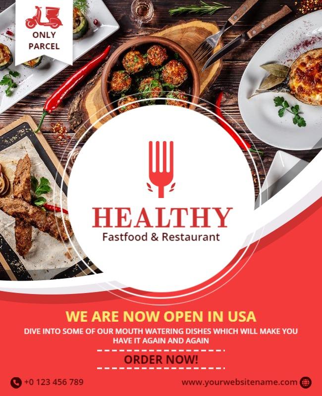 Healthy Fast Food Restaurant Opening Flyer Template