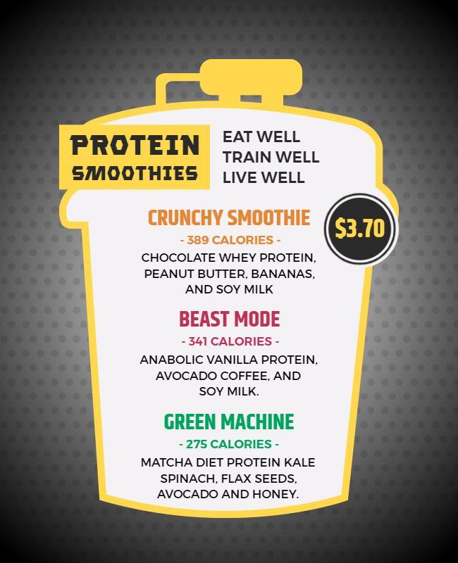 Healthy Protein Smoothies Menu Flyer Template