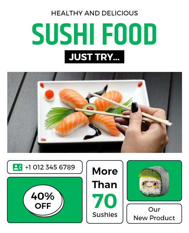 Healthy Sushi Food Promotion Flyer Template